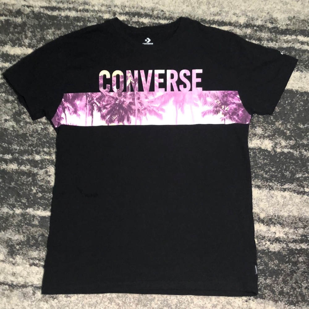 Black converse T-shirt with pink print